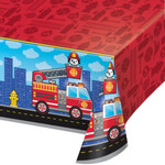 creative converting Flaming Fire Truck Tablecover - 54" x 102"