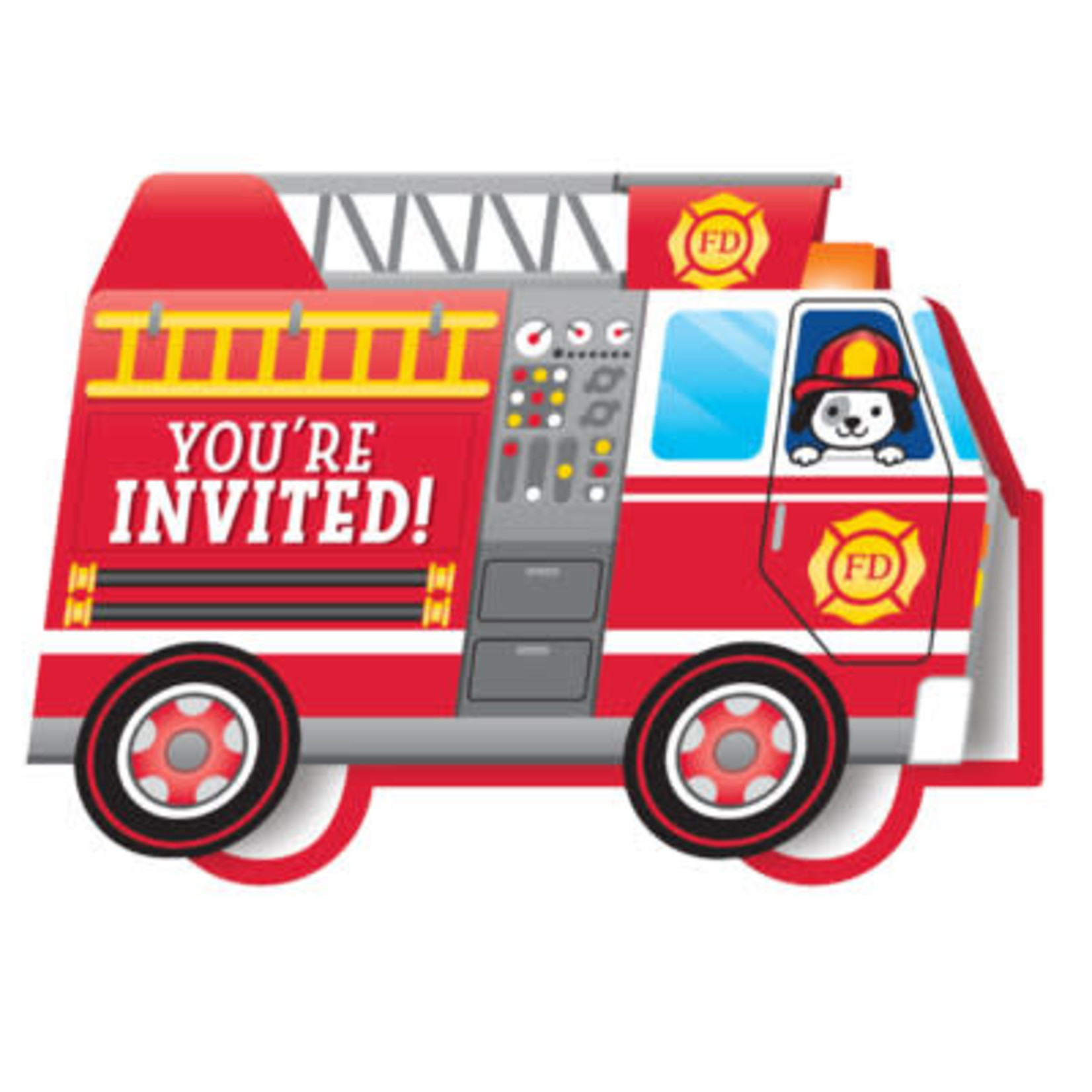 Creative Converting Flaming Fire Truck Invites - 8ct.