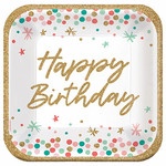 Amscan 9" Wish Big Birthday Square Plates - 18ct.