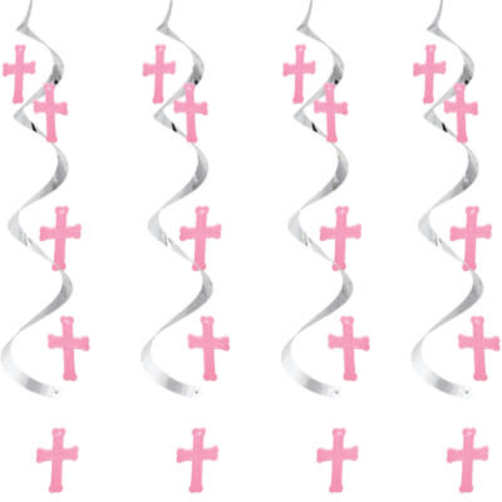 Creative Converting 24" Pink Cross Swirls - 5ct.