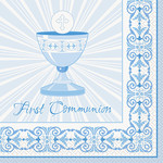 unique Blue Radiant Cross Communion Lunch Napkins - 16ct.