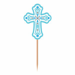 Amscan Blue Religious Cross Picks - 36ct.