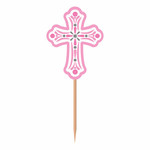 Amscan Pink Religious Cross Picks - 36ct.