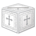 Amscan Silver Religious Cross Card Box - 9" x 9"