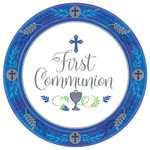 Amscan Blue Communion Day 10.5" Plates - 18ct.