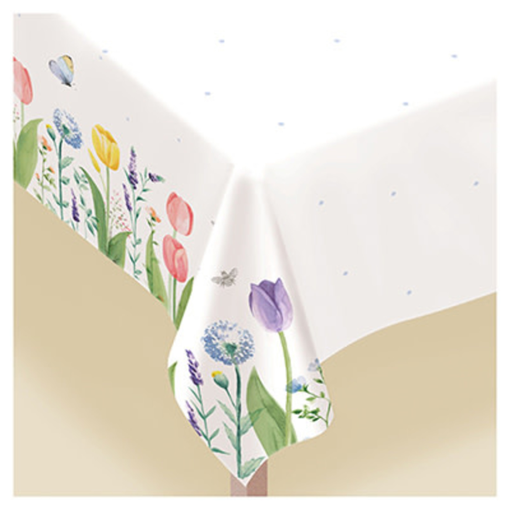 Amscan Tulip Garden Flannel Backed Tablecover - 52" x  90"