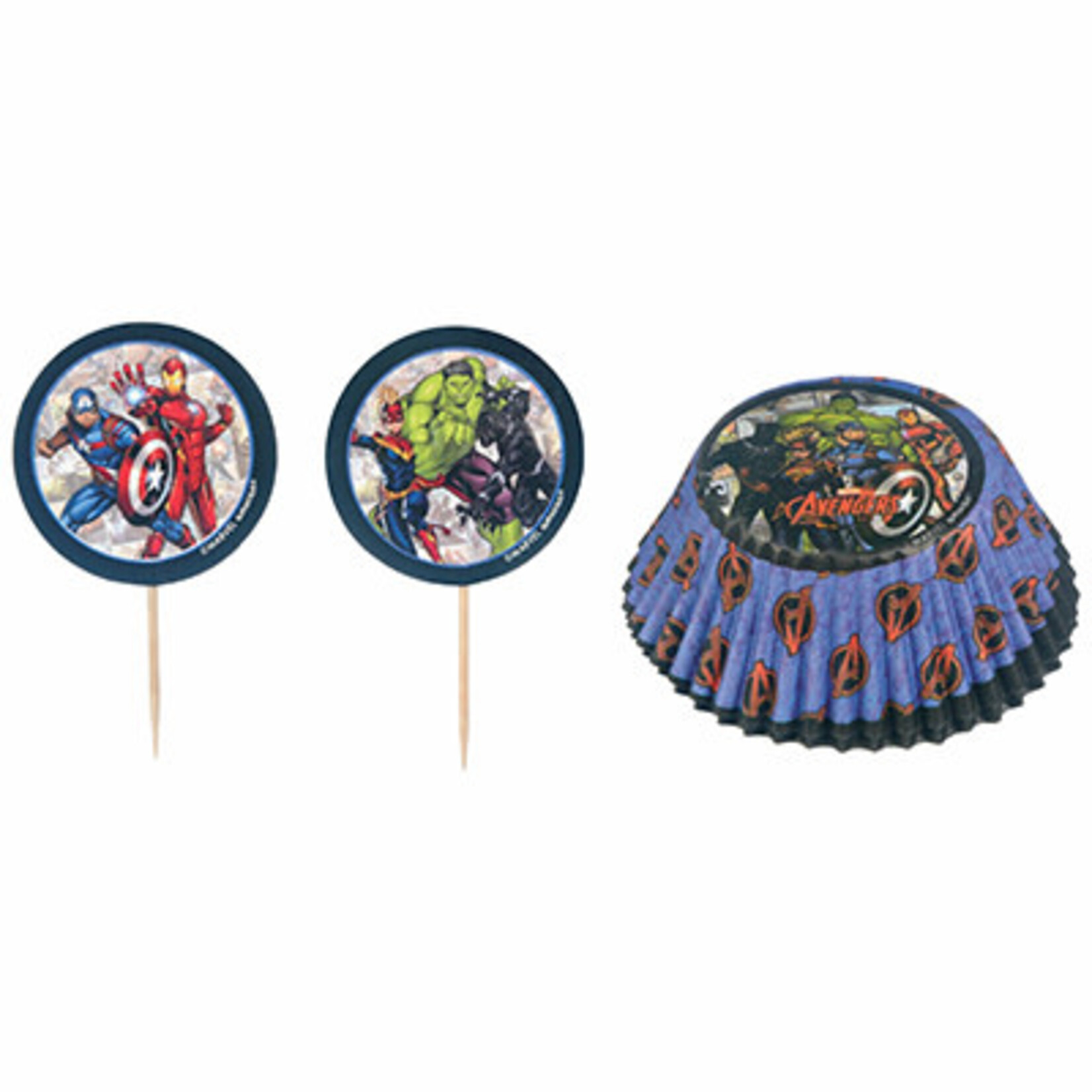 Amscan Avengers Power Unite Cupcake Cases w/ Picks - 24ct.