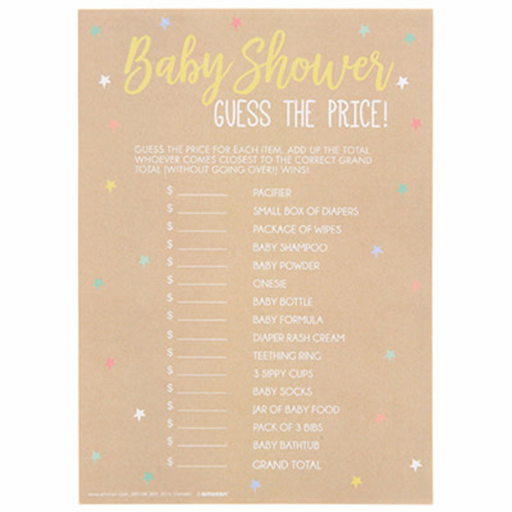 Amscan Baby Shower Price Game - 24ct.