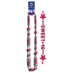 Beistle Sweet 16 Beads - 2ct.(Pink/Black)