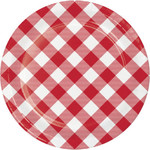 Creative Converting 7" Red Classic Gingham Plates - 8ct.
