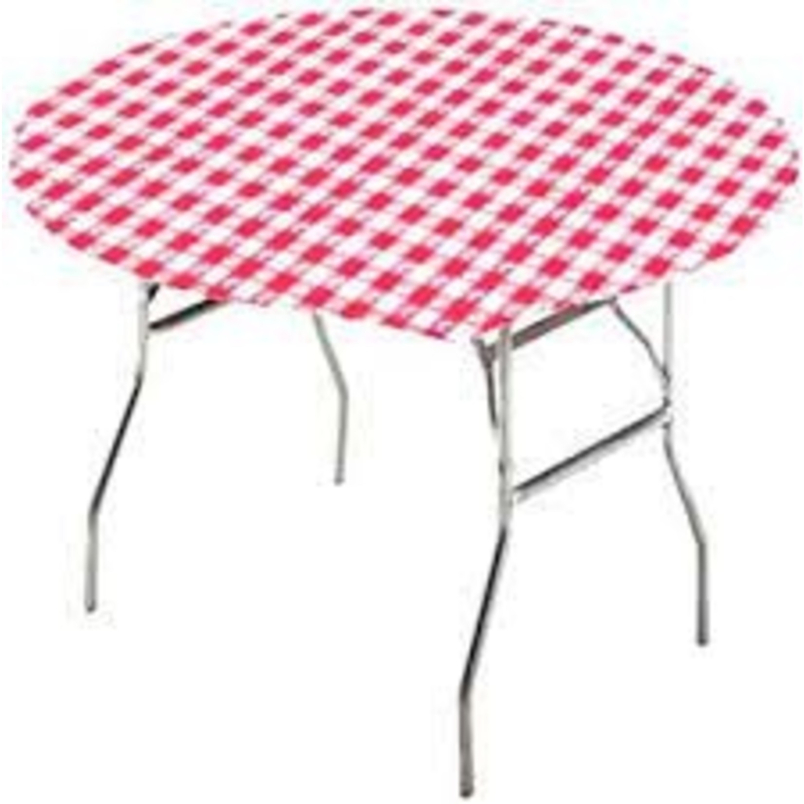 Creative Converting 60" Round Red  Gingham Stay-Put Tablecover