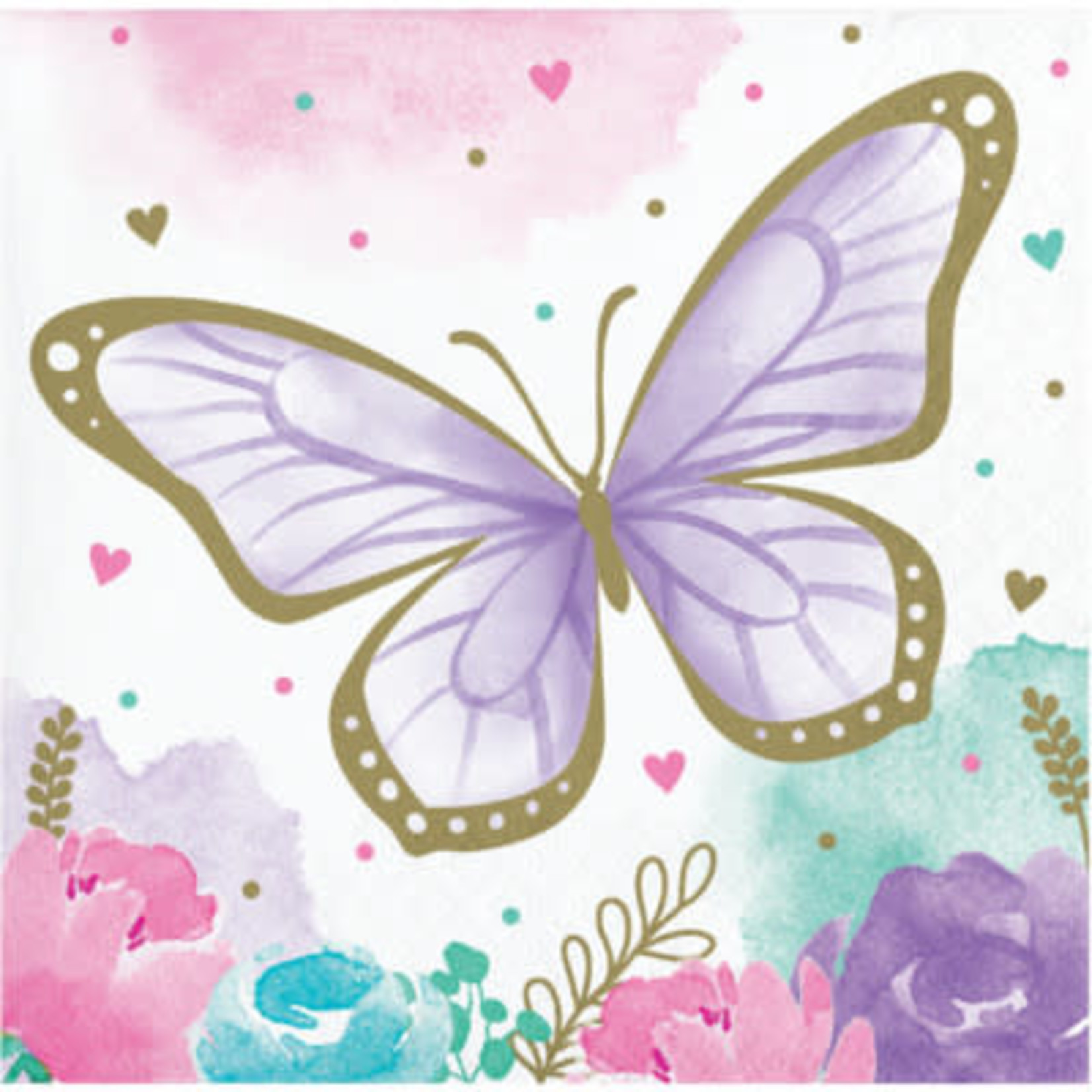 Creative Converting Butterfly Shimmer Bev. Napkins - 16ct.