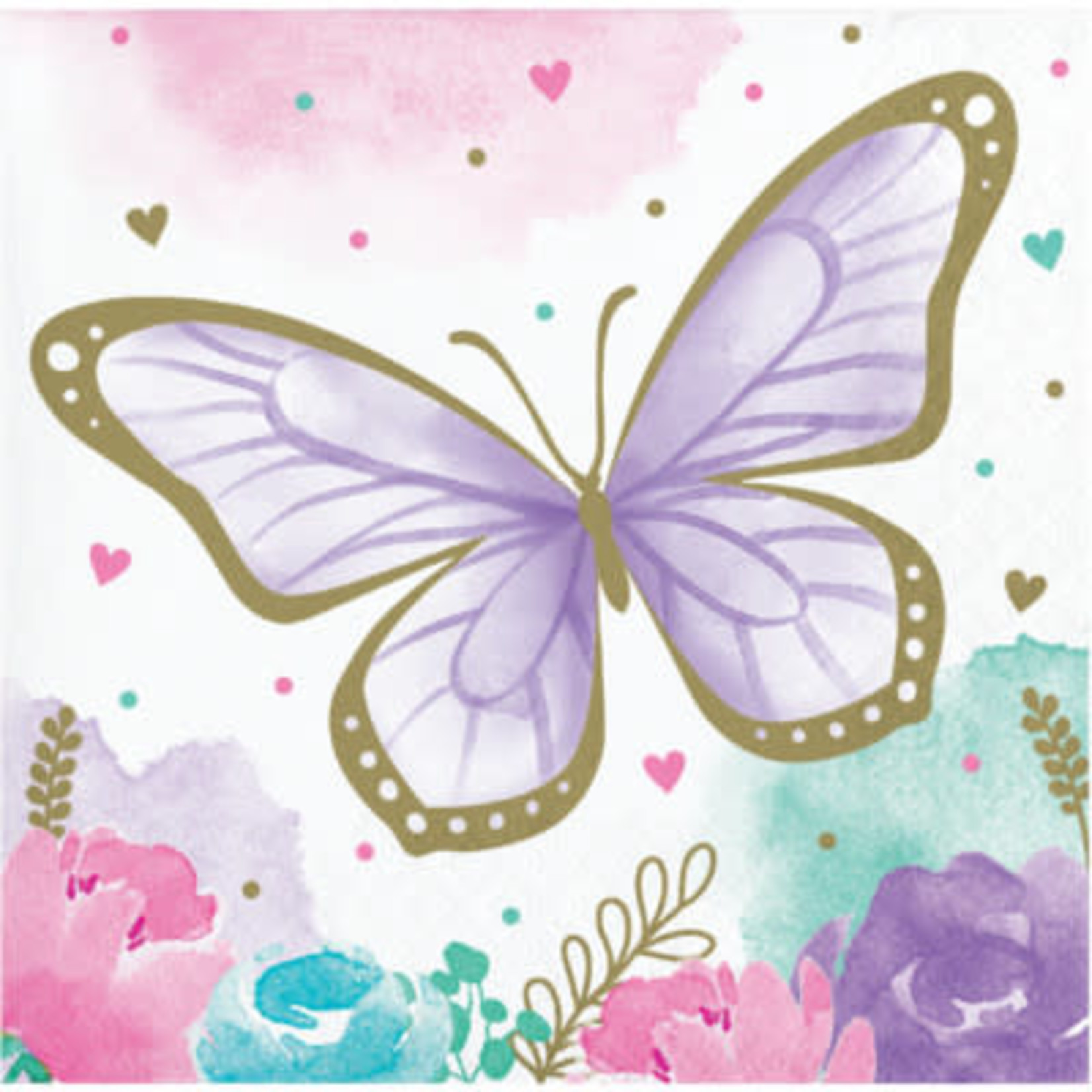 Creative Converting Butterfly Shimmer Beverage Napkins - 16ct.