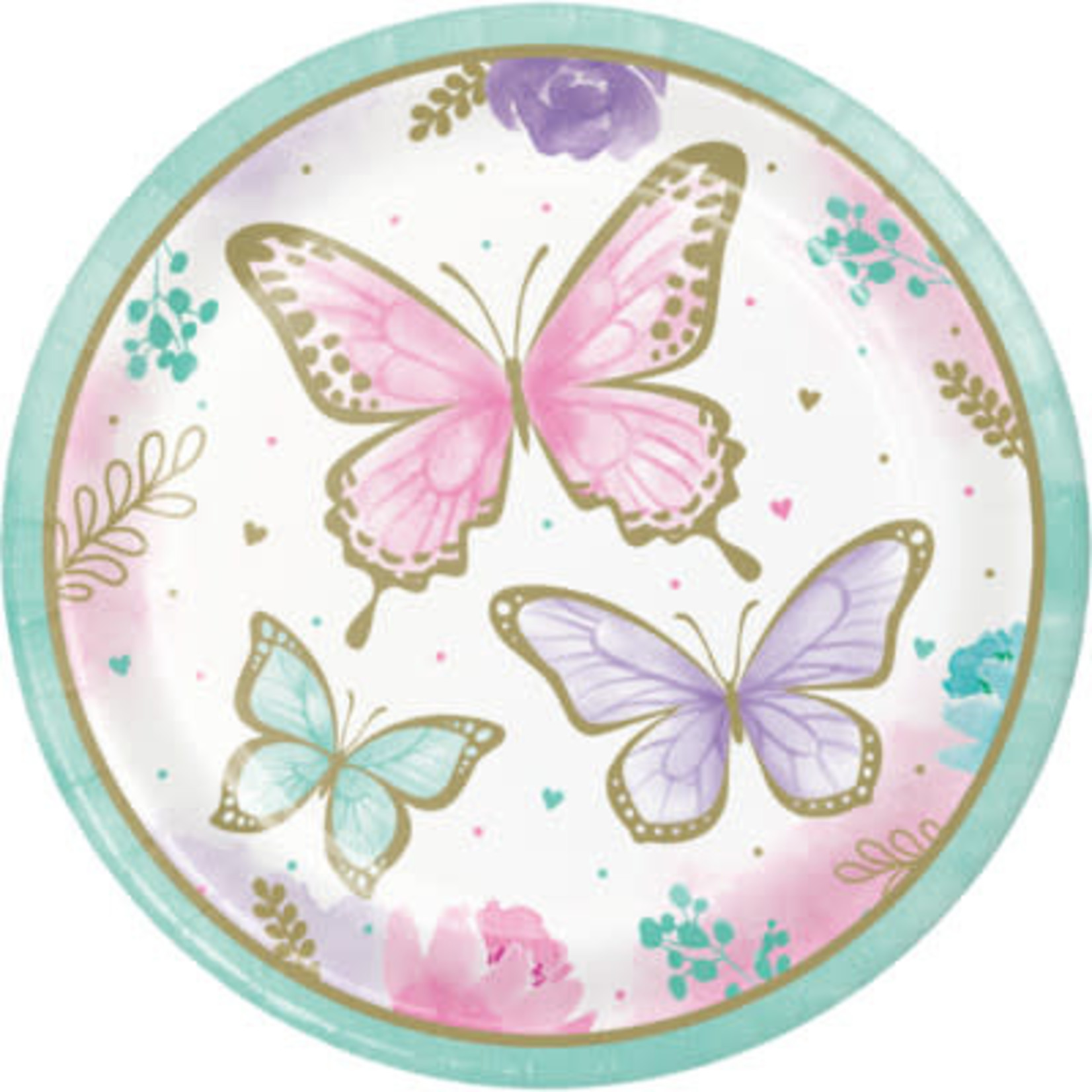 Creative Converting Butterfly Shimmer 9" Plates - 8ct.