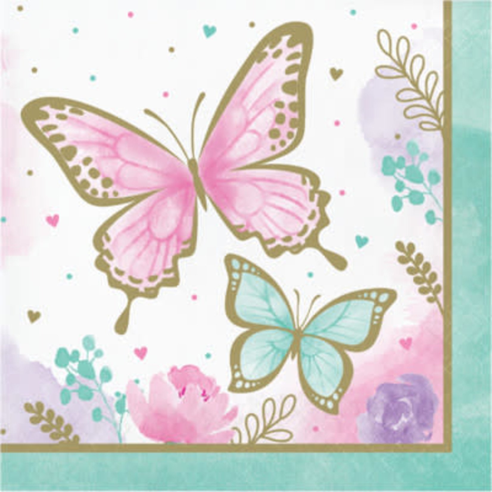 Creative Converting Butterfly Shimmer Lunch Napkins - 16ct.