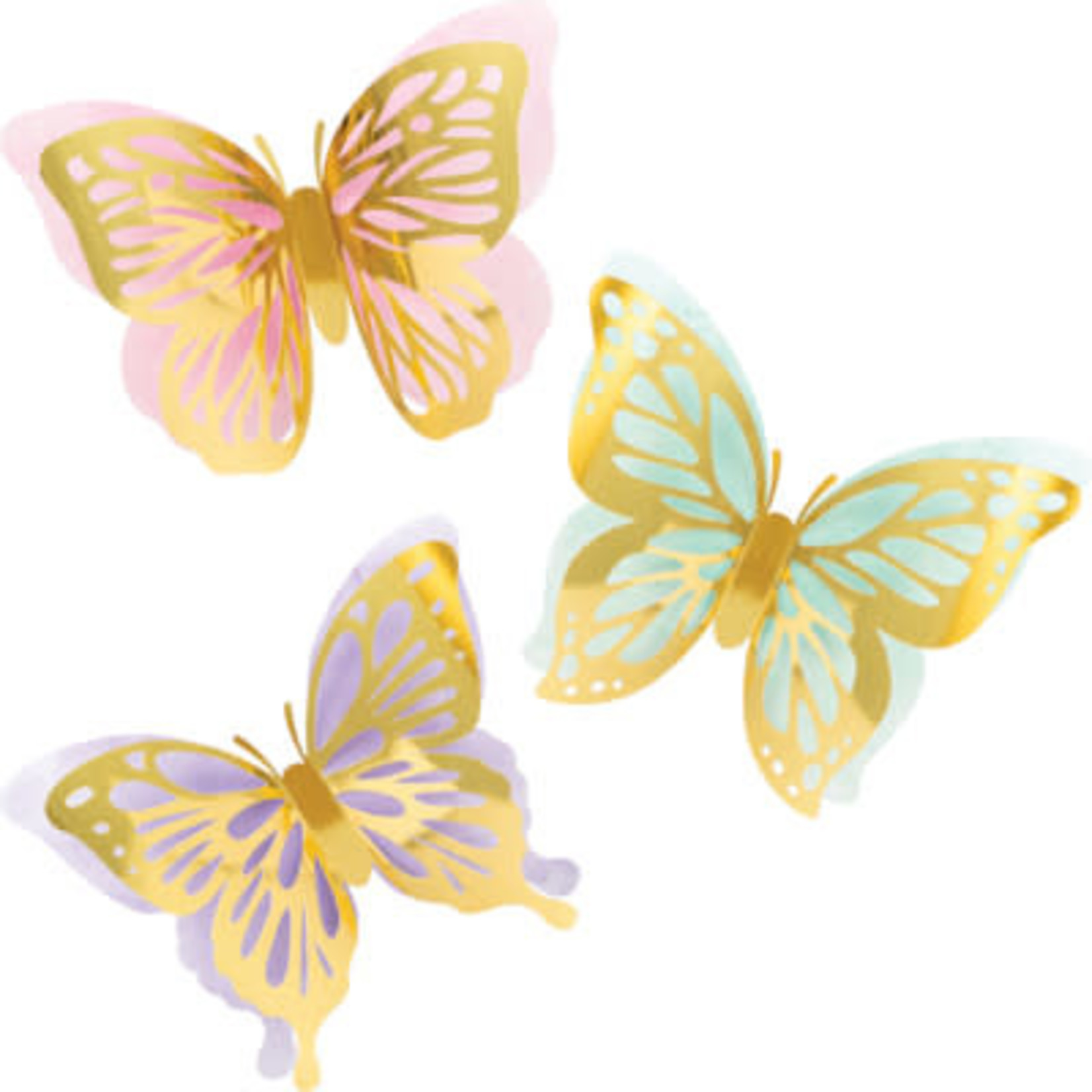 Creative Converting Butterfly Shimmer 3D Wall Cutouts - 3ct.