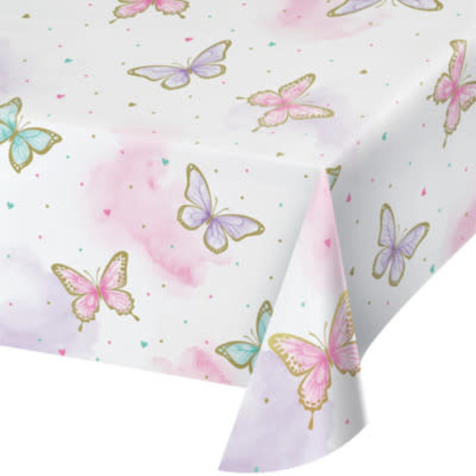 Creative Converting Butterfly Shimmer Tablecover - 54" 102"