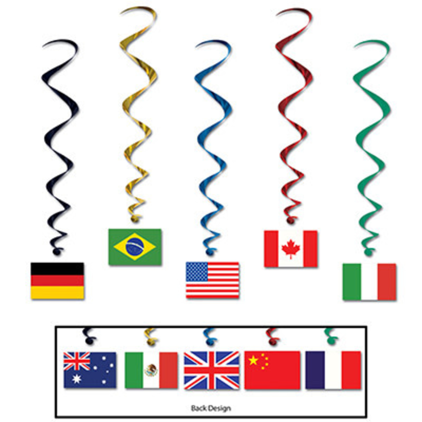 Beistle International Flag Whirls - 5ct.