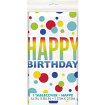 unique Rainbow Spots Plastic Rectangle Tablecover - 1ct. (54" x 84")