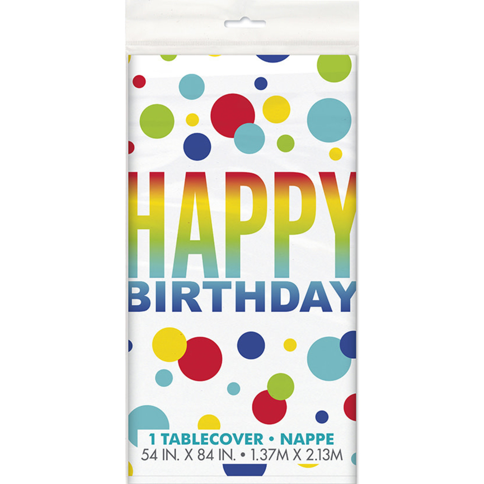 unique Rainbow Spots Plastic Rectangle Tablecover - 1ct. (54" x 84")