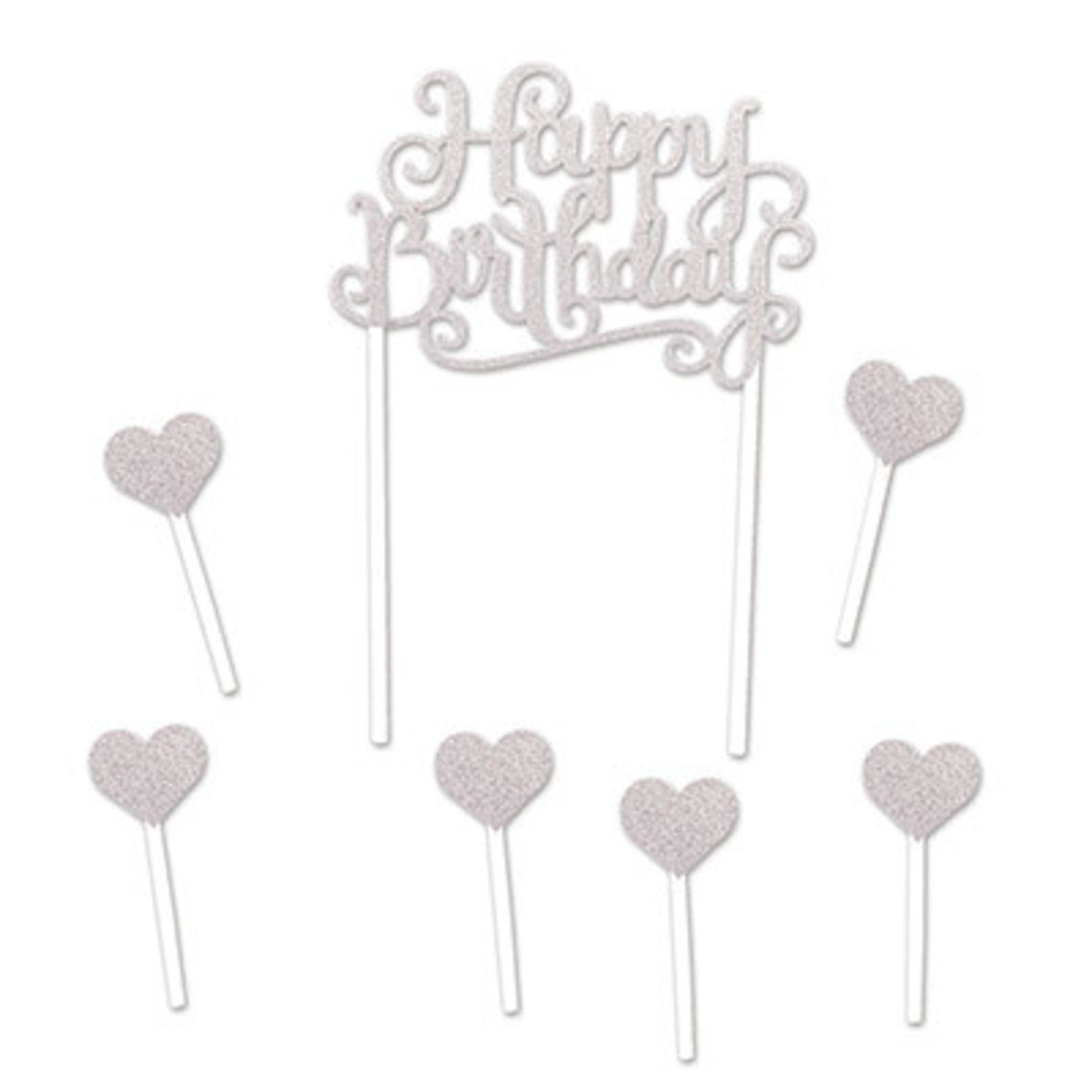 Silver 'Happy Birthday' Cake Topper