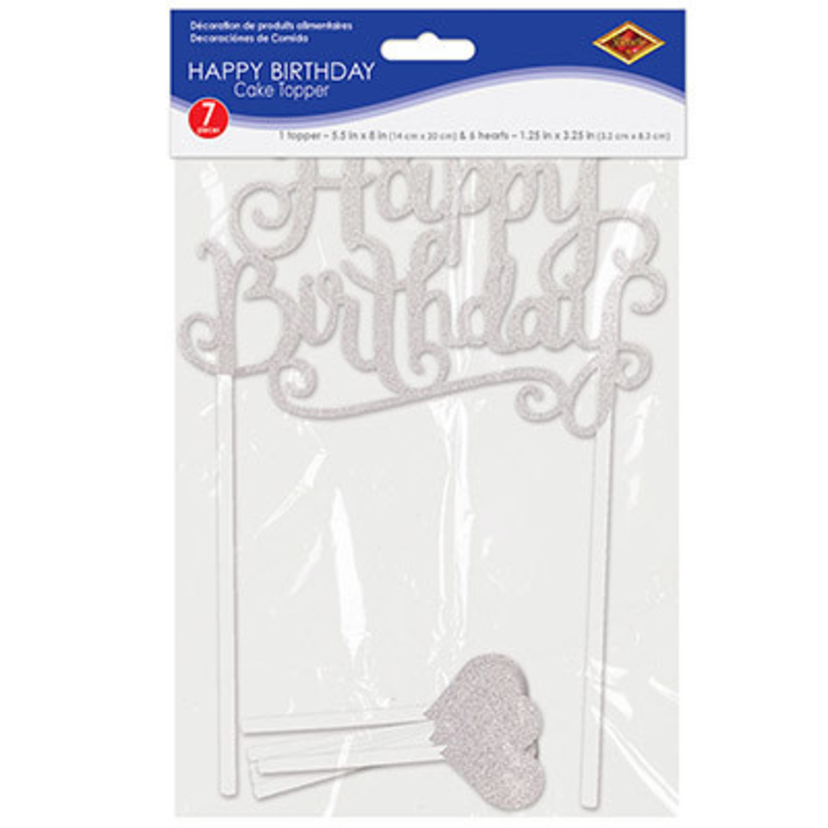 Beistle Silver Happy Birthday Cake Topper - 7ct.