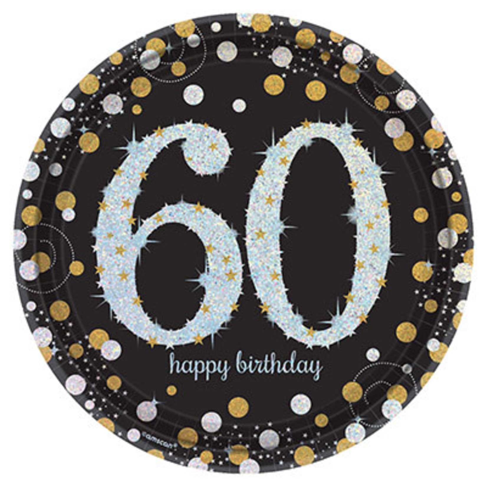 Amscan 9" Sparkling Celebration 60th Birthday Plates - 8ct.