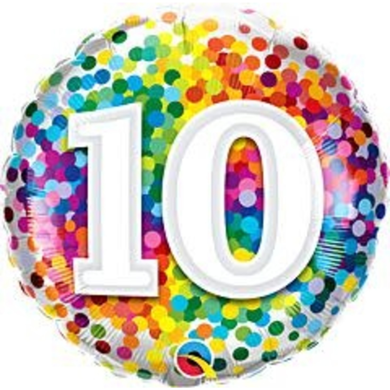 mayflower 18" Rainbow Confetti  10th Birthday Mylar