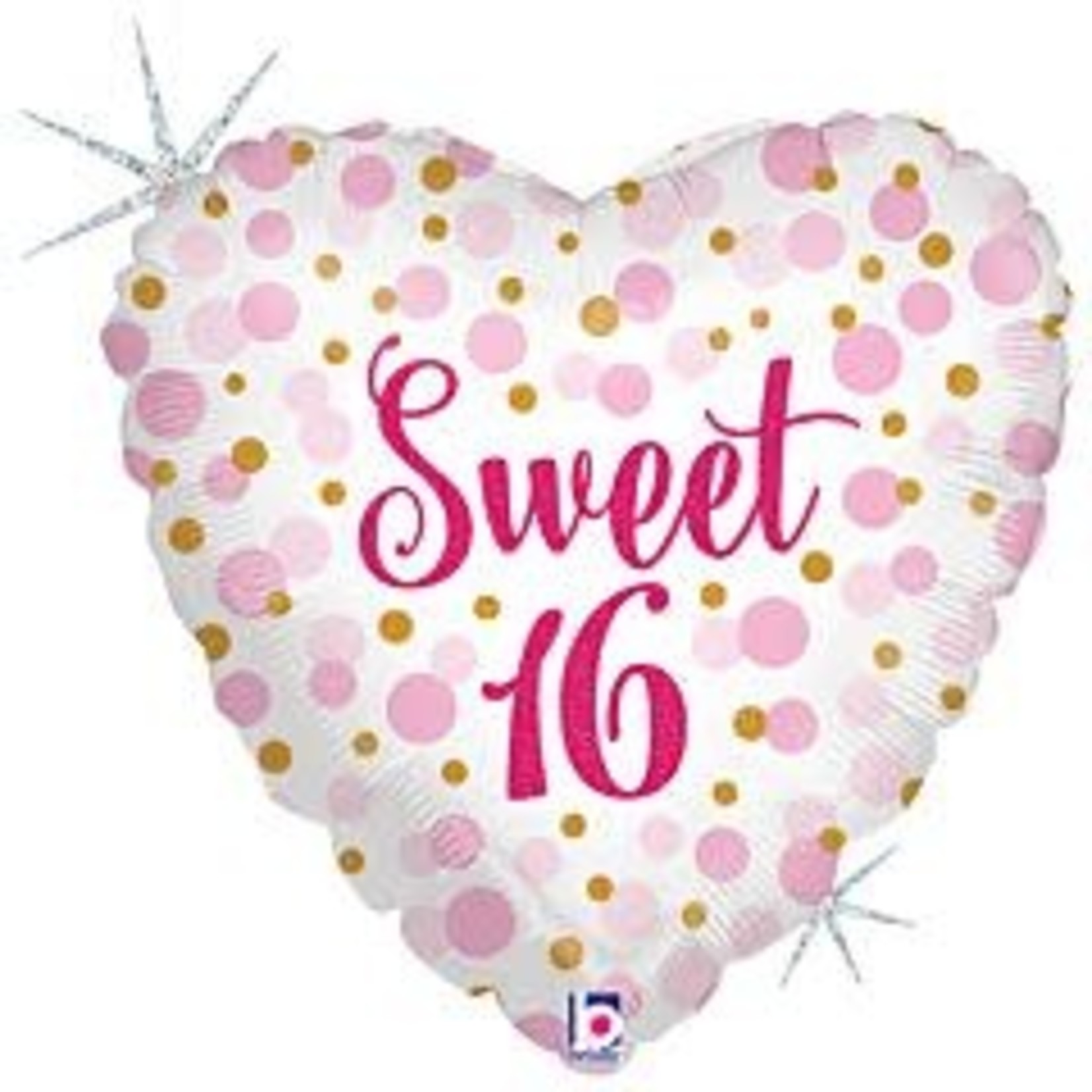 mayflower 18" Glitter Heart Sweet 16 Birthday Mylar - 1ct.