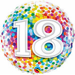 mayflower 18" Rainbow Confetti 18th Birthday Mylar