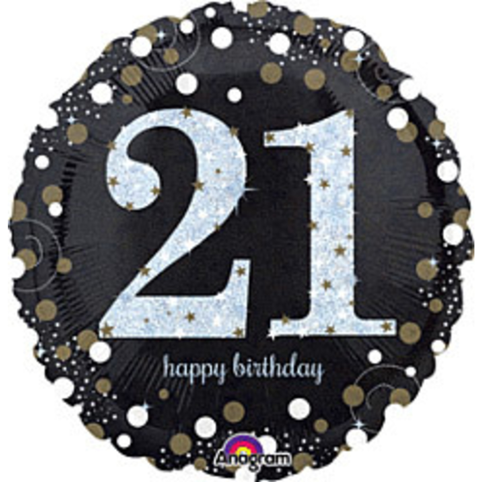 A to Z 18" Sparkling Birthday 21st Birthday Mylar