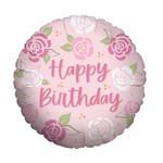 Burton + Burton 18" Pink Roses Happy Birthday Mylar