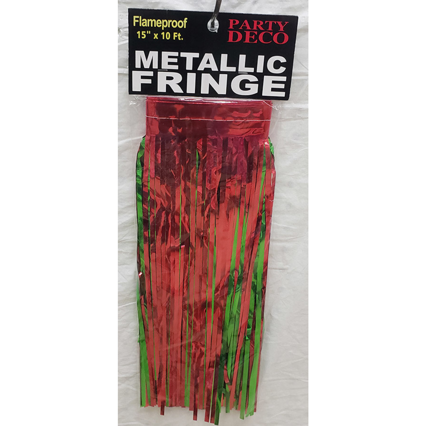 party deco Red & Green 15" Metallic Fringe - 10'