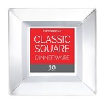 Party Essentials 9.5" Clear Premium Square Plastic Plates - 10ct.