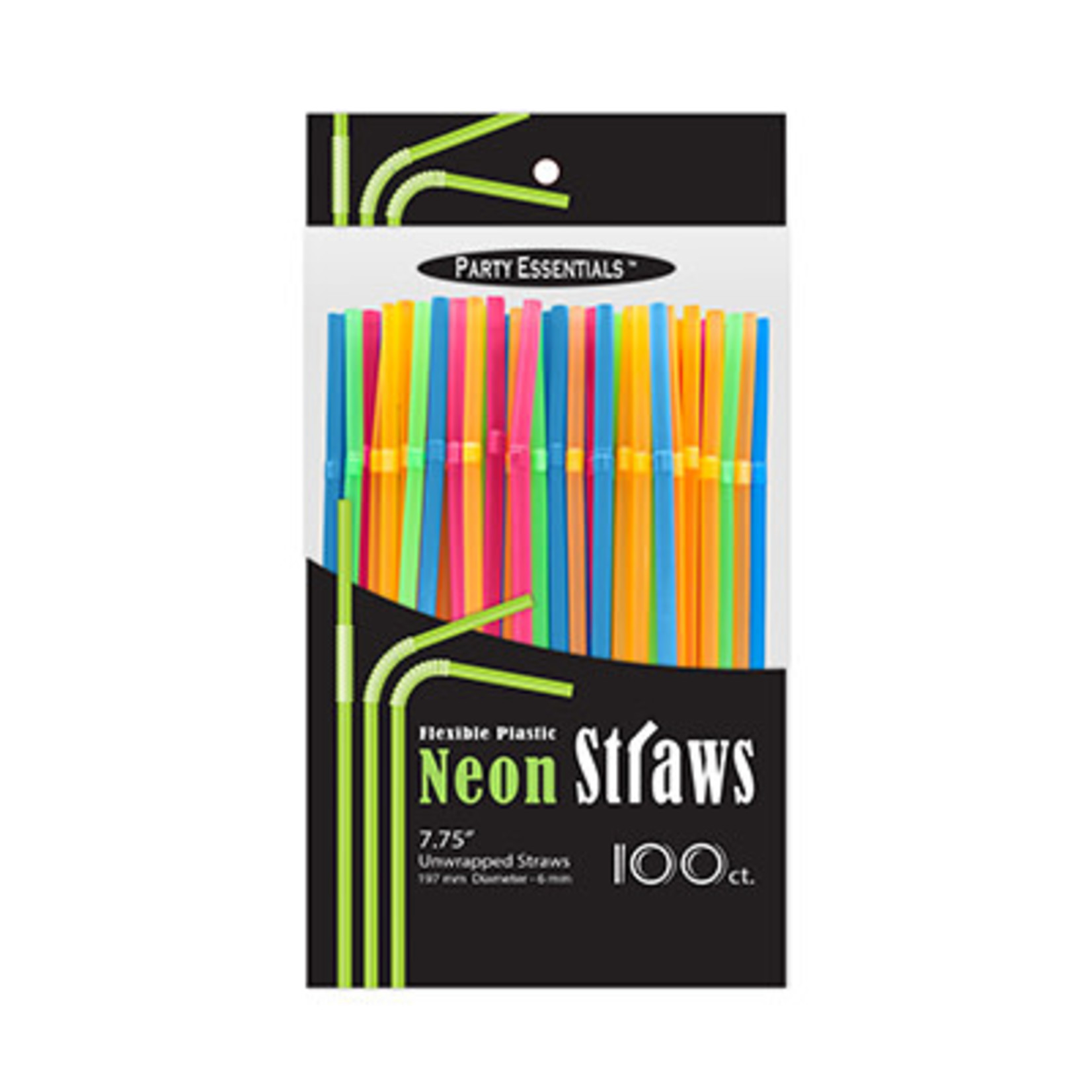 northwest 7.75" Plastic Neon Flex Straws - 100ct.