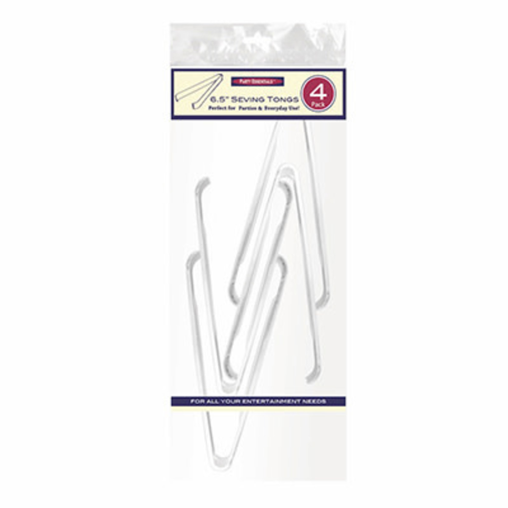northwest 6.5" Clear Plastic Serving Tongs - 4ct.
