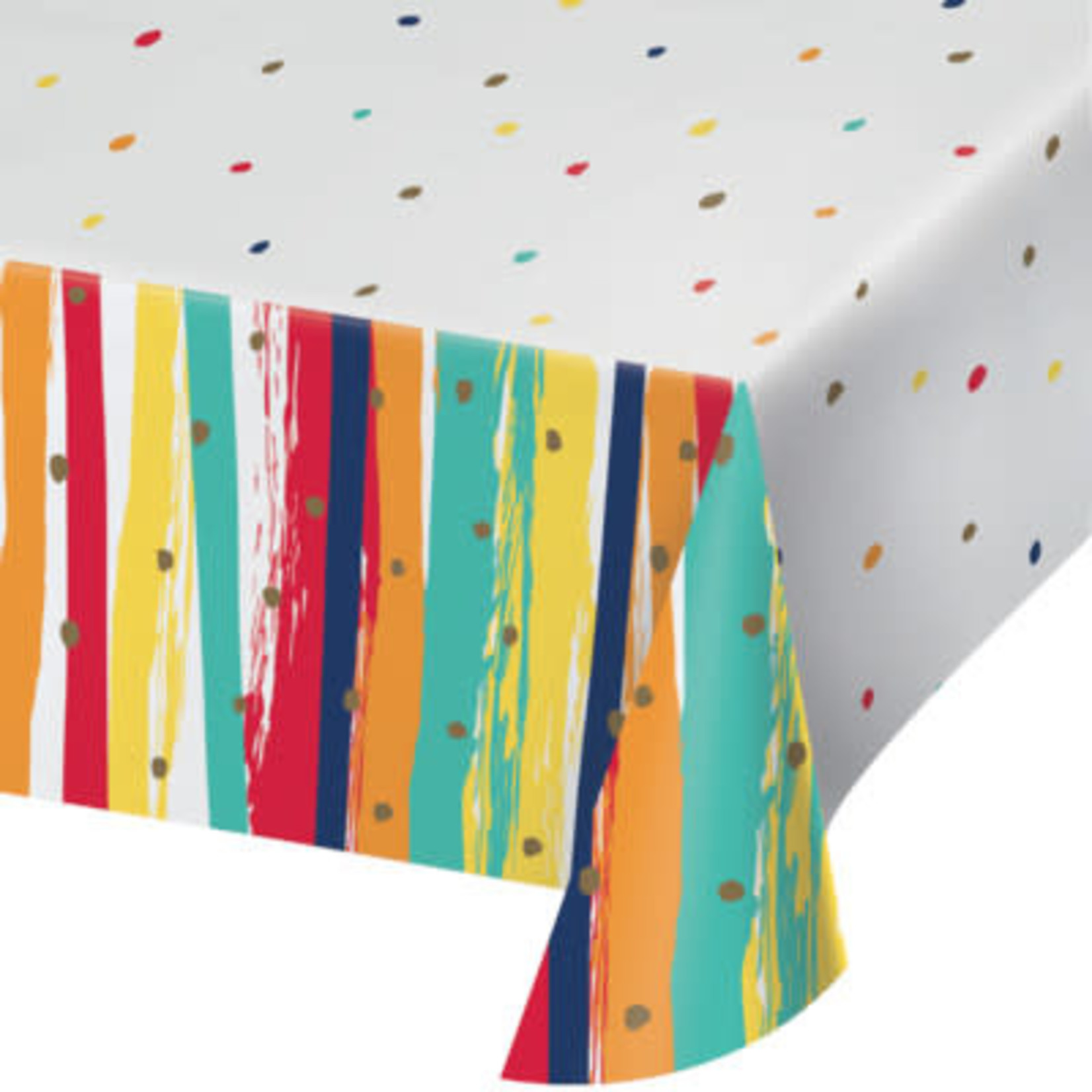 Creative Converting Birthday Stripes Paper Tablecover - 1ct.  (54" x102")