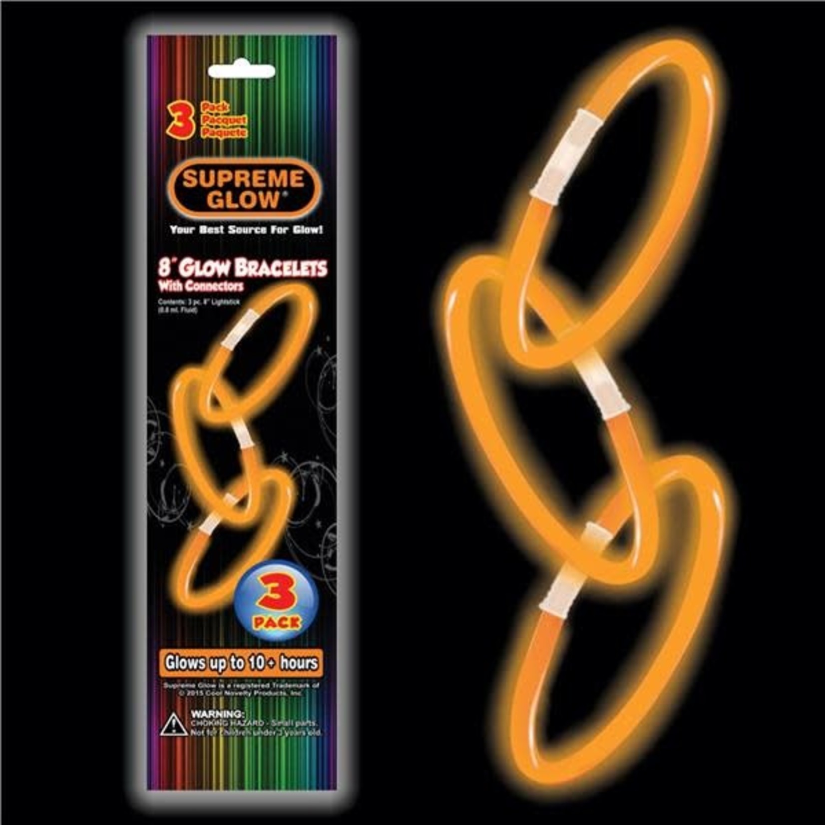 Fun Central 8" Orange Glow Bracelets - 3ct.