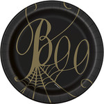 unique Black & Gold Spider Web 7" Plates - 8ct.