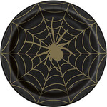 unique Black & Gold Spider Web 9" Plates - 8ct.