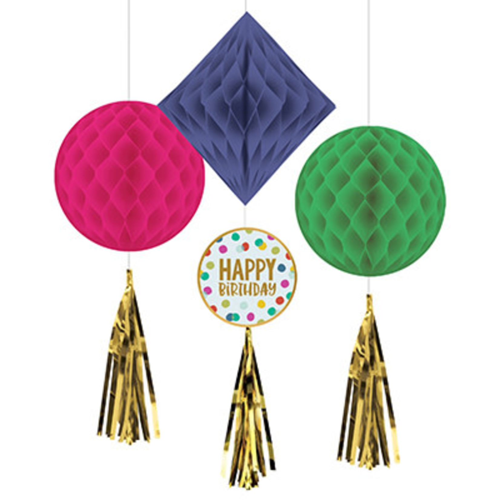 Amscan Happy Dots Honeycomb Decorations - 3ct.