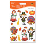 Beistle Thanksgiving Pilgrim & Turkey Stickers - 4 sheets