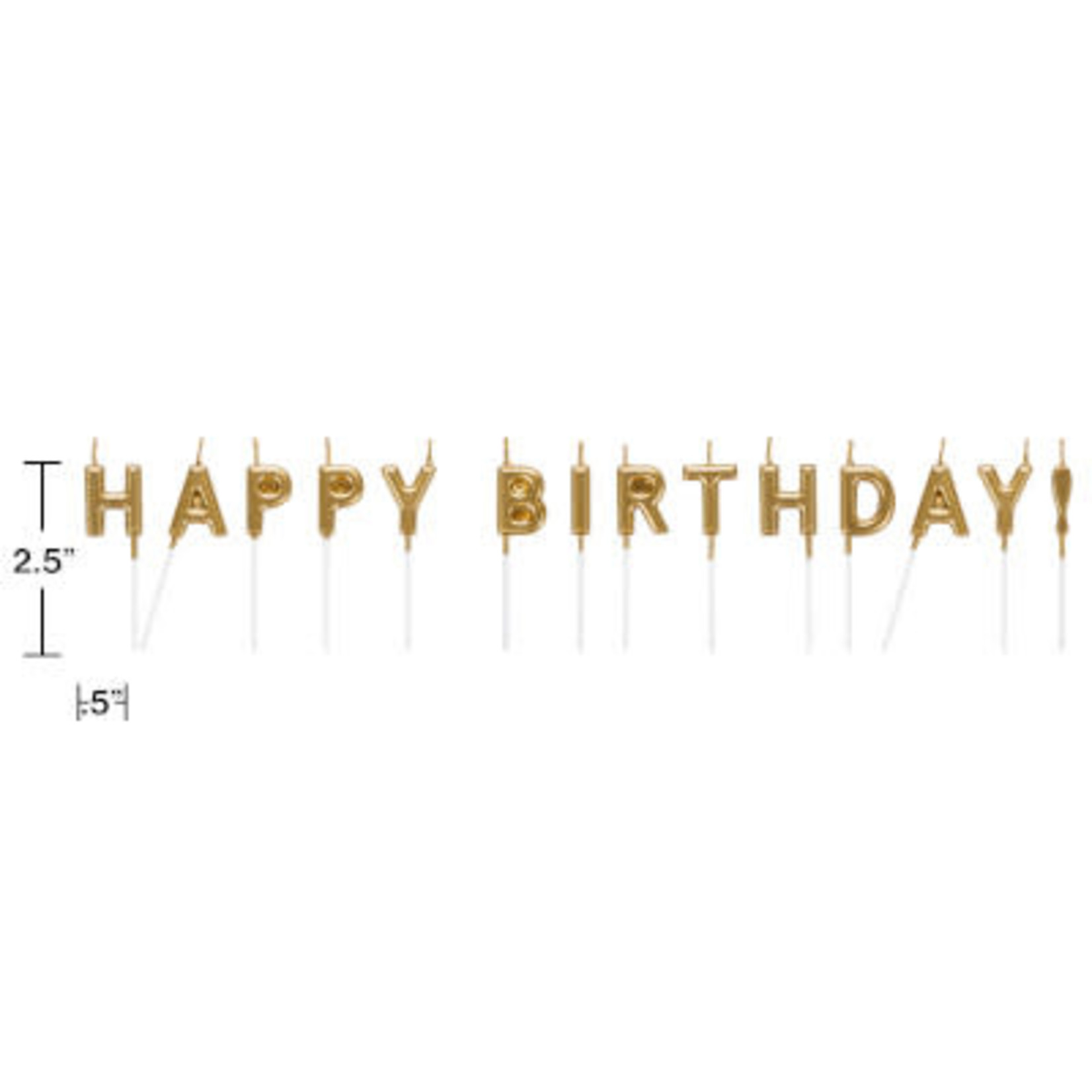 Creative Converting Gold Happy Birthday Letter Pick Candles - 14ct.