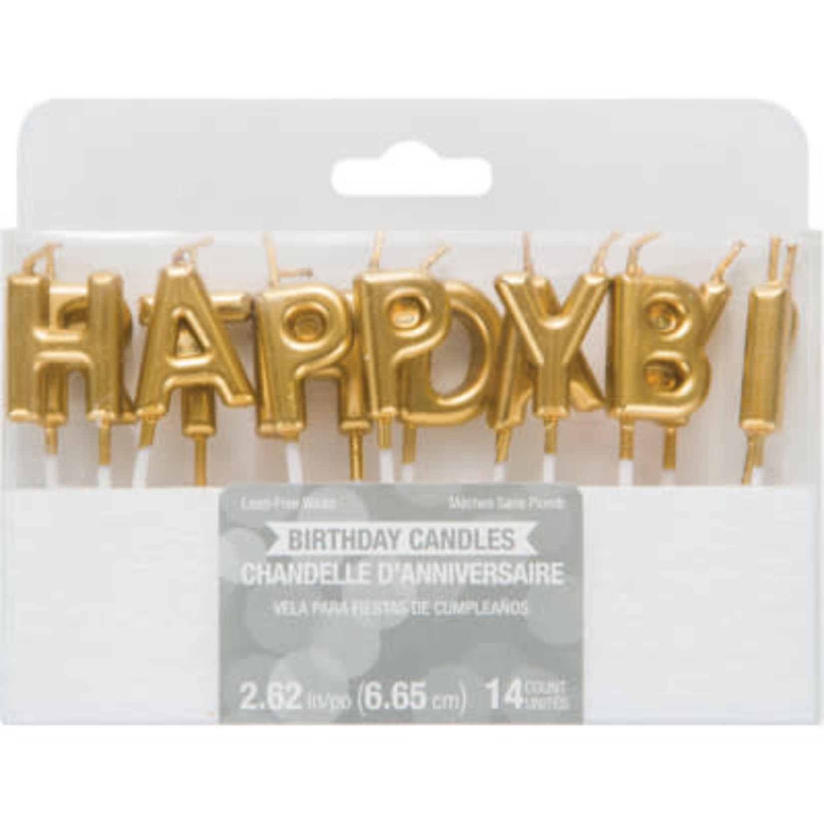 Creative Converting Gold Happy Birthday Letter Pick Candles - 14ct.
