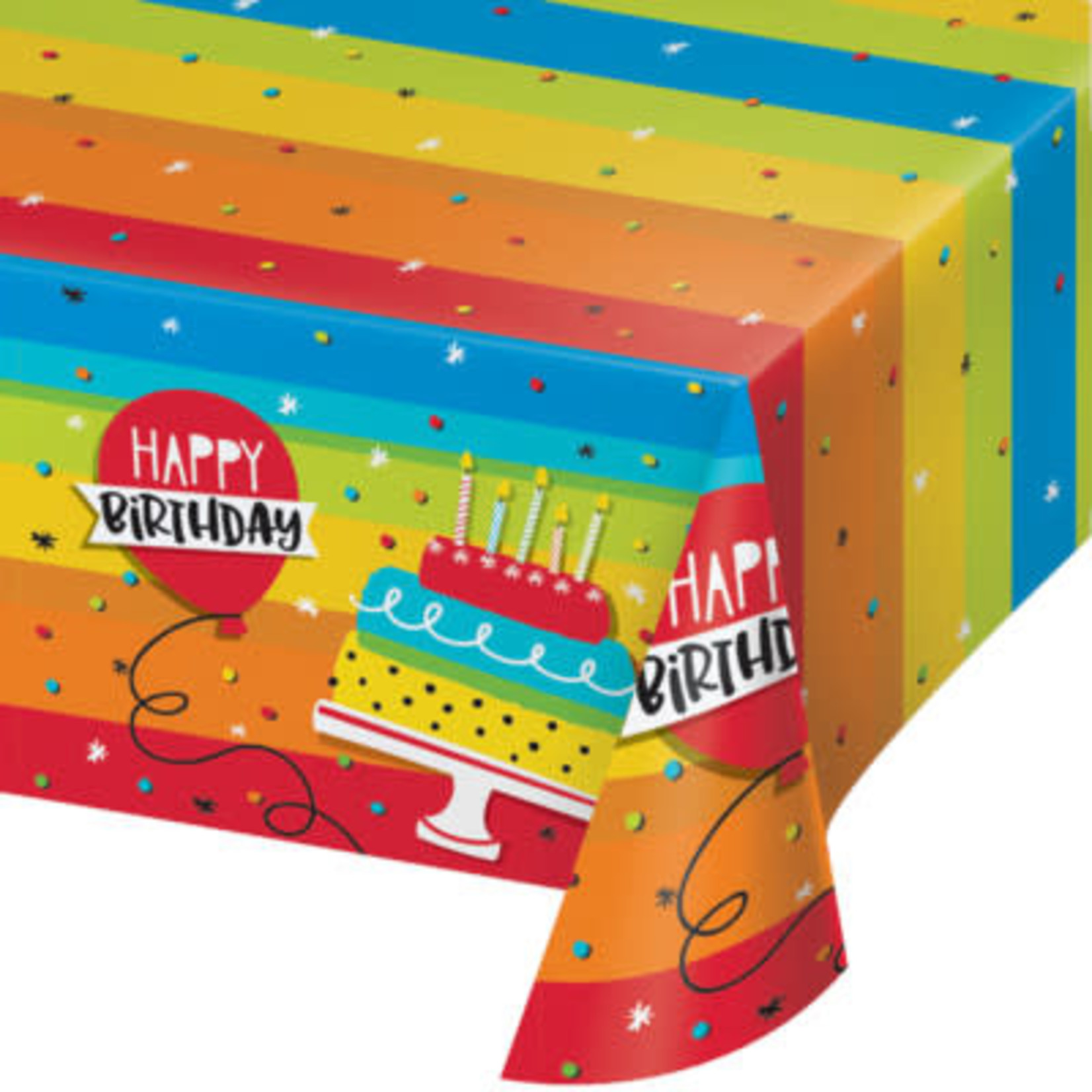 Creative Converting Hoppin' Birthday Cake Tablecover - 54" x 102"