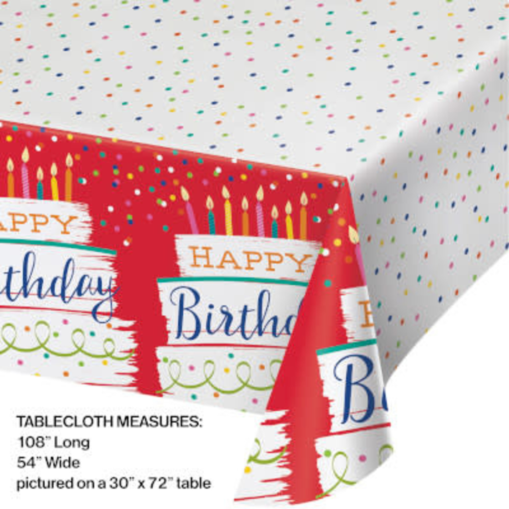 Creative Converting Festive Cake Paper Tablecover - 54" x 102"