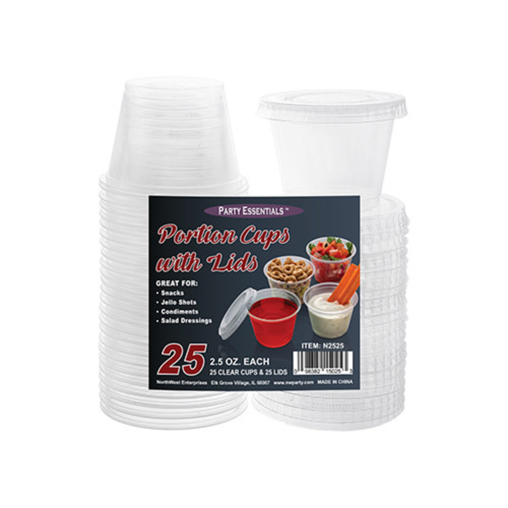 Party Essentials 2.5oz. Jello Shot Glasses w/ Lids - 25ct.