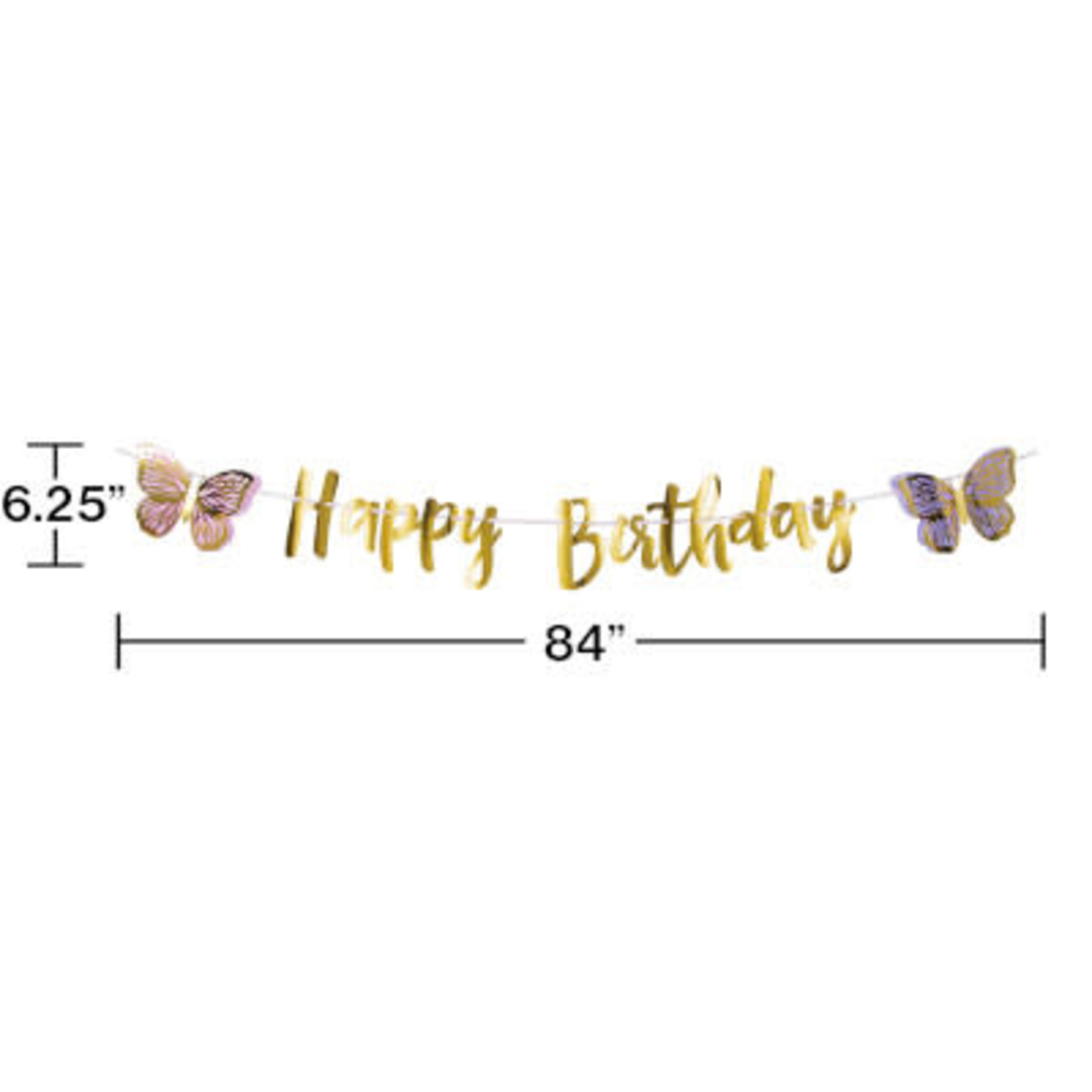Creative Converting Butterfly Shimmer Birthday Banner - 7'