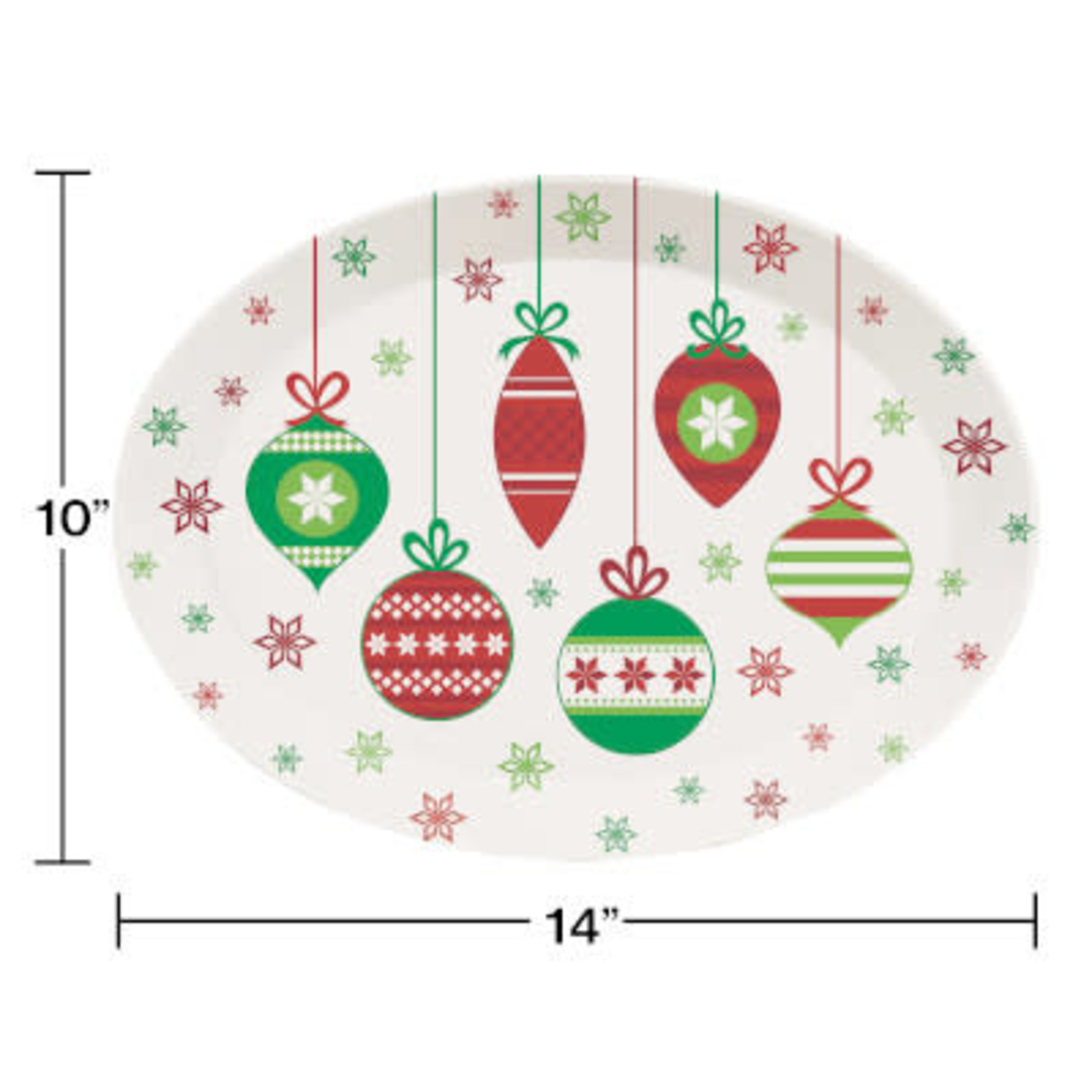 Creative Converting Christmas Ornaments Oval Tray - 1ct.