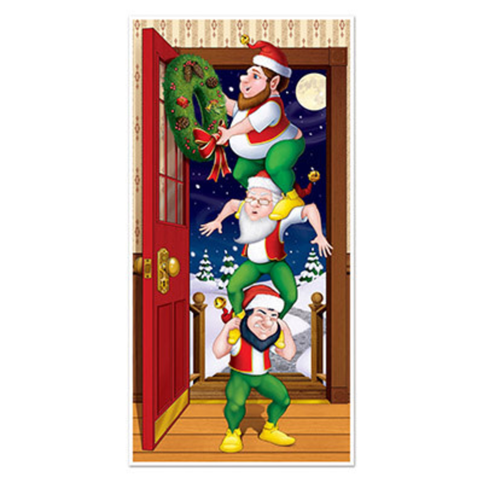 Beistle Christmas Elves Door Cover - 30" x 60"
